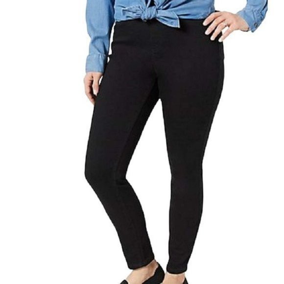 Denim & Co. Cozy Touch Denim Regular Pull On Jeggings 16 (9998) - Picture 1 of 6